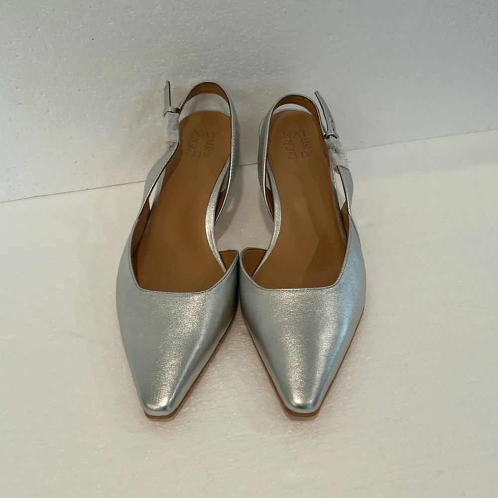 New Naturalizer DALARY SLINGBACK PUMP in Silver Leather, sz 12M - Picture 1 of 8